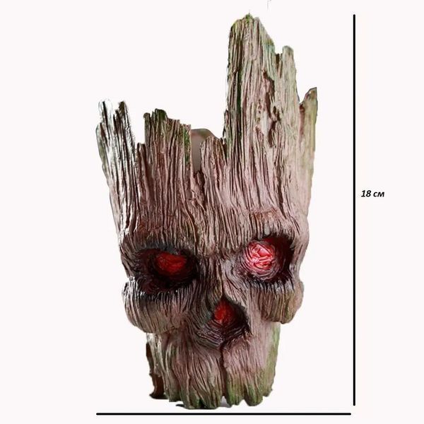Горшочек для цветов и канцелярии Грут Groot G11 череп + круглая подставка L703205 фото