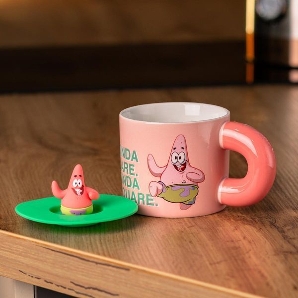 Чашка керамічна з кришкою "Патрік Стар" 400 мл Patrick Star рожева HP7216P фото