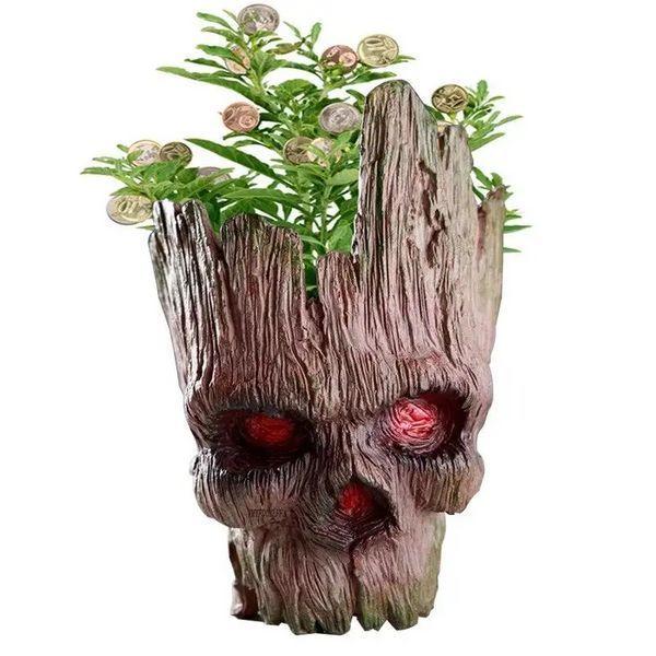 Горшочек для цветов и канцелярии Грут Groot G11 череп + круглая подставка L703205 фото
