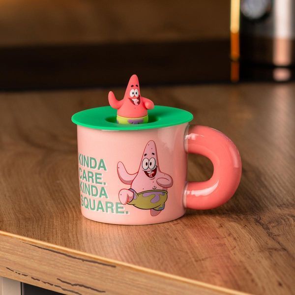 Чашка керамічна з кришкою "Патрік Стар" 400 мл Patrick Star рожева HP7216P фото