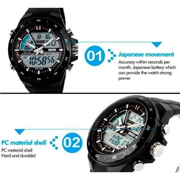 Чоловічий наручний годинник Skmei 1016 Shark Black L128078 фото