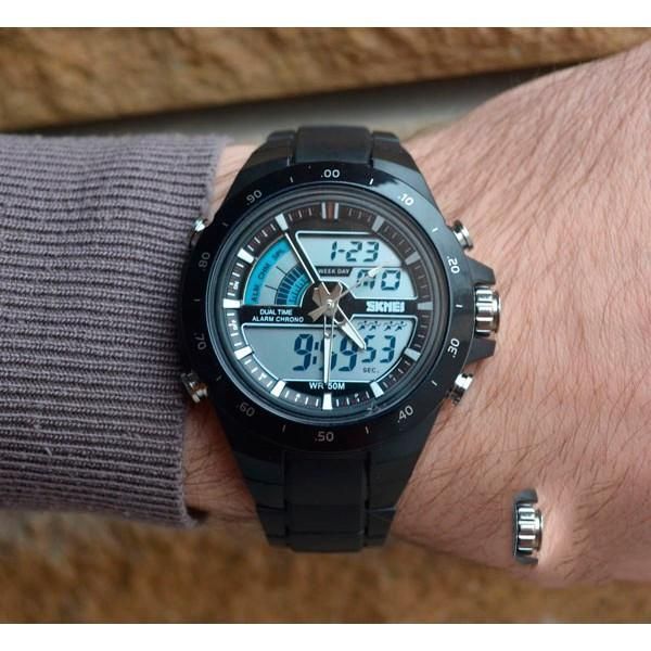Чоловічий наручний годинник Skmei 1016 Shark Black L128078 фото