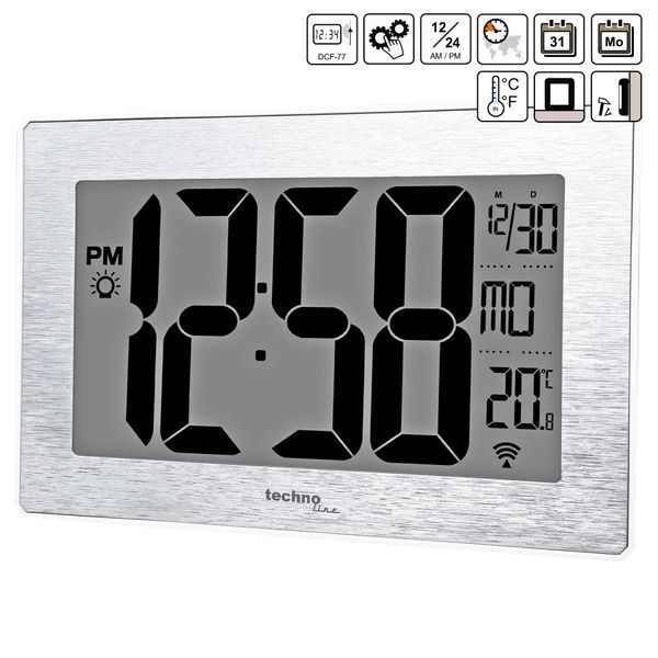 Годинник настінний прямокутний Technoline WS8019 Silver DDAS301306 фото