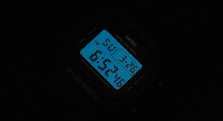 Чоловічий спортивний годинник Skmei 1134 (Чорний з синім екраном) L113430 фото
