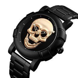 Кварцевые наручные часы Skmei Skull 9178 Black Gold L158157 фото