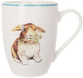 Кружка фарфоровая Happy Rabbit 340мл с голубой каймой BD-311-122 фото