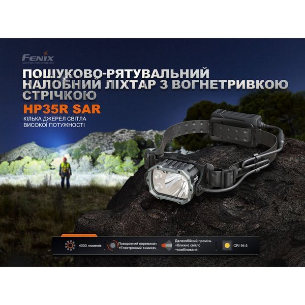 Налобный фонарь Fenix ​​HP35R SAR с огнеупорной повязкой L712413 фото