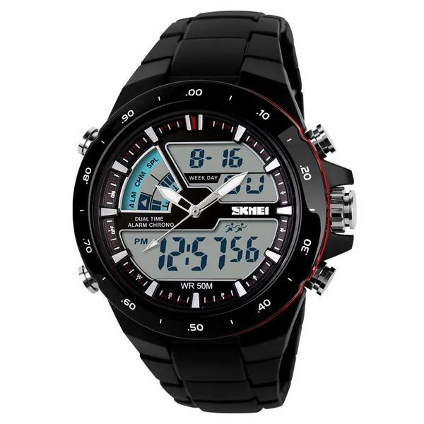 Чоловічий наручний годинник Skmei 1016 Shark Black З червоною облямівкою L12807800 фото