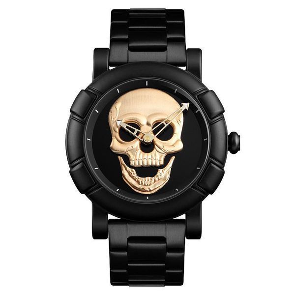 Кварцовий наручний годинник Skmei Skull 9178 Black Gold L158157 фото