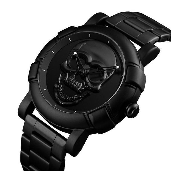 Кварцовий наручний годинник Skmei Skull 9178 Black Gold L158157 фото