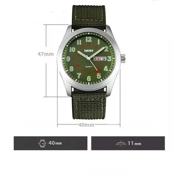 Чоловічий наручний класичний годинник Skmei 9112 (Зелений) L9007171 фото
