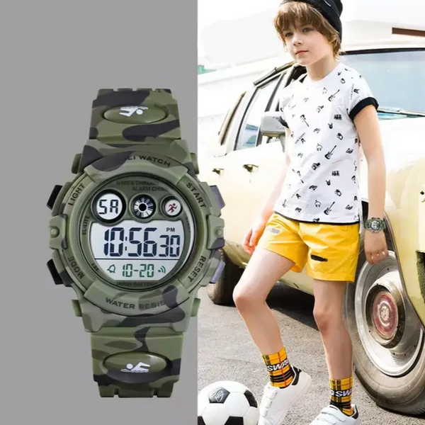 Детские спортивные часы Skmei 1547 Kids (секундомер, будильник) Зеленый камуфляж L12497899 фото