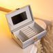 Скринька для зберігання прикрас із екошкіри на защіпці 16&times;10&times;6 см з дзеркалом, сірий LU-HP-5-18G фото 4