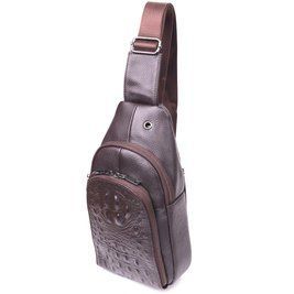 Сумка слінг чоловіча з натуральної фактурної шкіри 21401 Vintage Коричневий b21401 фото