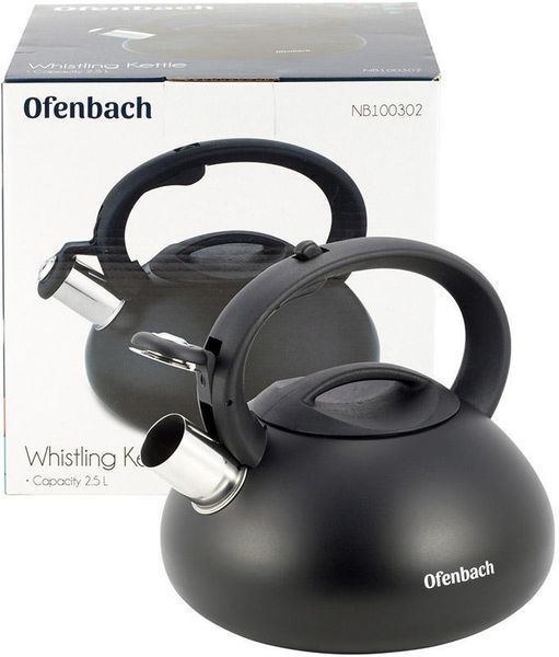 Чайник Ofenbach Happy Kettle 2.5л з нержавіючої сталі зі свистком, чорний матовий NB-100302 фото