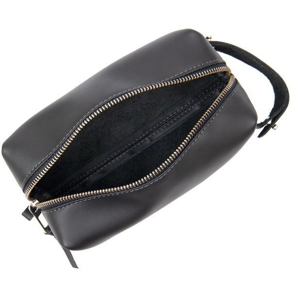 Мужской несессер кожаный матовый на молнии Grande Pelle 11509 небольшой 18х10х8 см черный b11509 фото