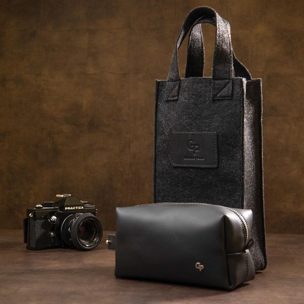 Мужской несессер кожаный матовый на молнии Grande Pelle 11509 небольшой 18х10х8 см черный b11509 фото