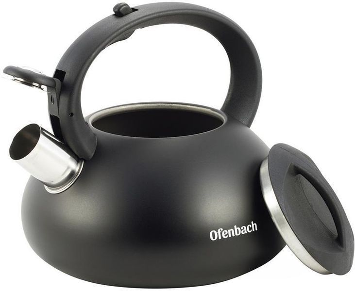 Чайник Ofenbach Happy Kettle 2.5л з нержавіючої сталі зі свистком, чорний матовий NB-100302 фото