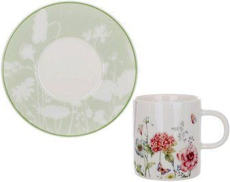 Кавовий порцеляновий набір Flower Garden 6 чашок 100 мл з блюдцями BD-K052 фото