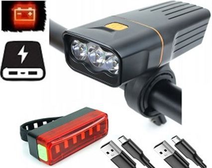 Велоліхтар + габарит QX-T3306 (3xXML-T6 + габарит-6SMD) + PowerBank + microUSB (3 режими та 4 режими) L712187 фото