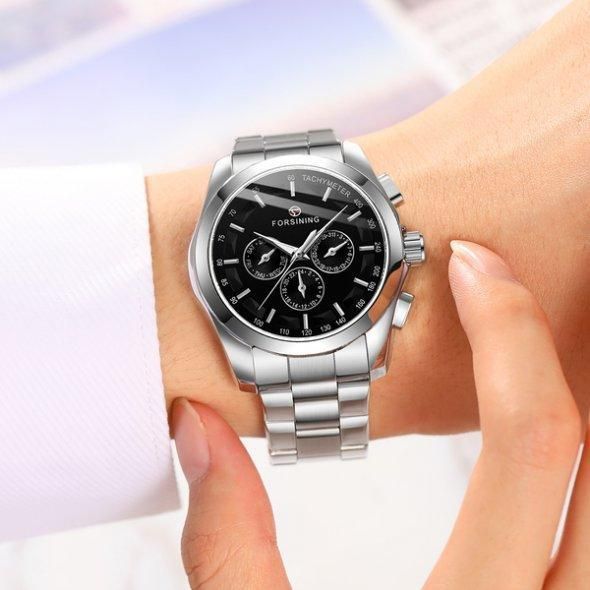 Чоловічий наручний механічний годинник Forsining Walker Steel L102654 фото