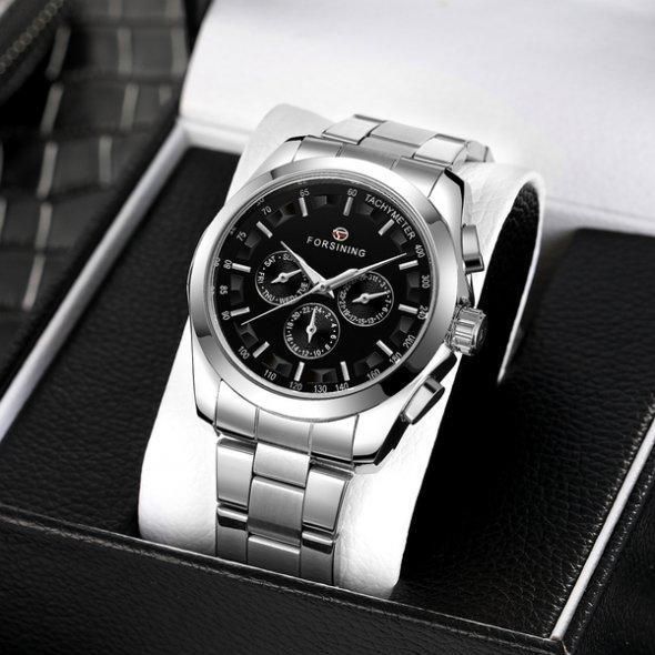 Чоловічий наручний механічний годинник Forsining Walker Steel L102654 фото