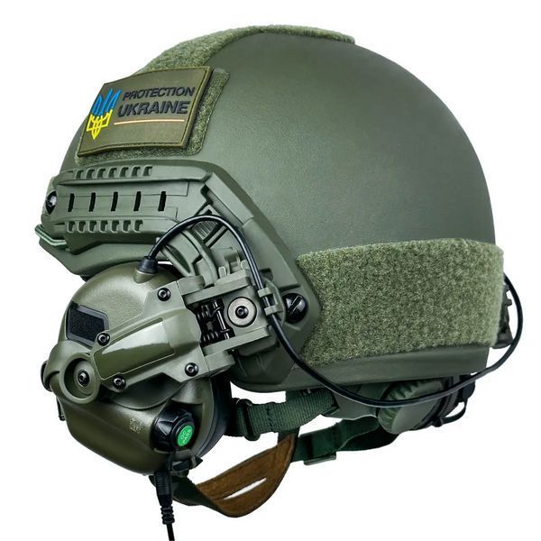 Тактический комплект шлем Fast + наушники Earmor М31 + крепление Чебурашка (Оливковый) S L900349 фото