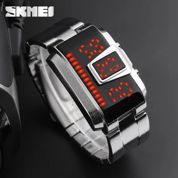 Чоловічий унікальний наручний годинник Skmei 1179 (Сріблястий) L900718 фото