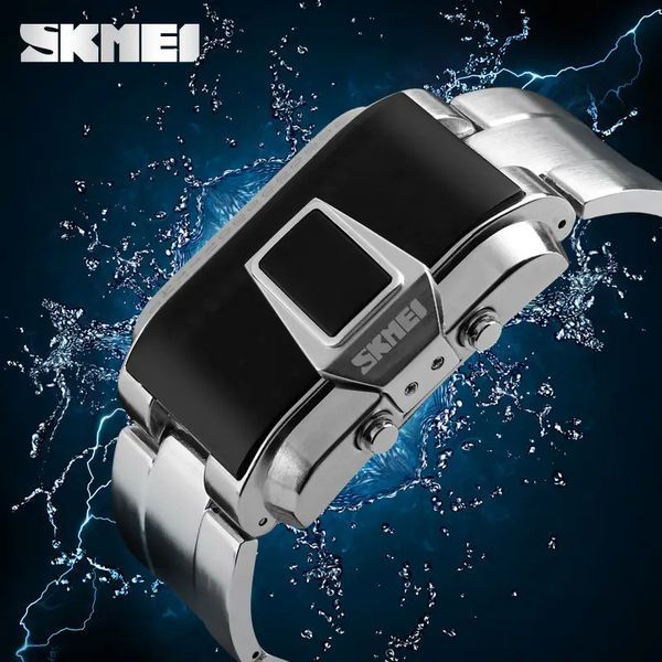 Чоловічий унікальний наручний годинник Skmei 1179 (Сріблястий) L900718 фото