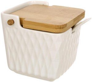 Банка Ceram-Bamboo для цукру, солі, спецій з бамбуковою кришкою відкидною 10.8х9.5см BD-289-429 фото