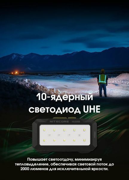 Налобний ліхтар Nitecore HU2000 Type-C 2000лм 160м білий + червоне світло (10 режимів) L712604 фото
