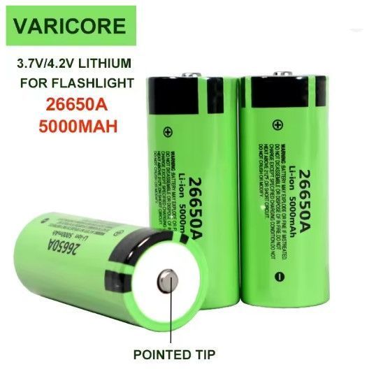 Акумулятор 26650 VariCore Li-ion 5000 mAh 3/7V (26650A) JT 20A високотоковий Зелений L719435 фото