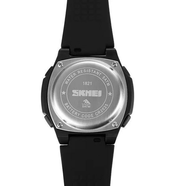 Часы мужские спортивные Skmei 1821 (Черные с черным циферблатом) L703183 фото