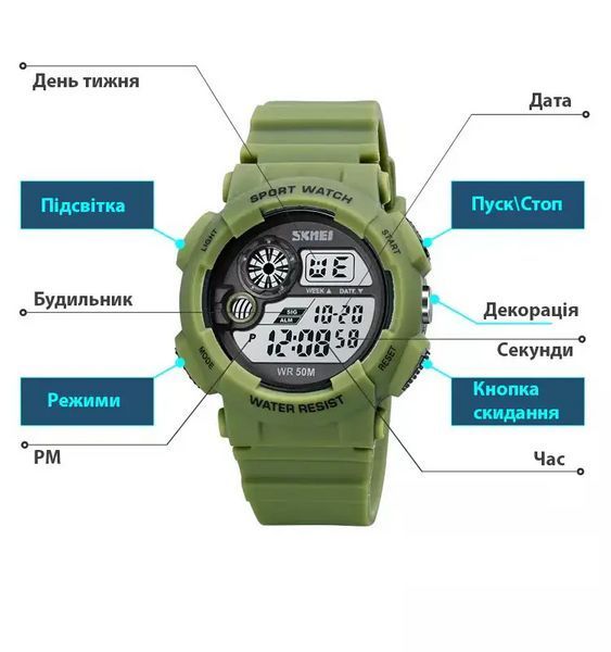 Чоловічий наручний годинник Skmei 1718 (Зелений) L9007621 фото