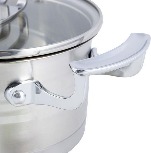 Набір 2 каструлі Kamille Casserote 1.5 л і 2.4 л з нержавіючої сталі зі скляними кришками KM-5860 фото