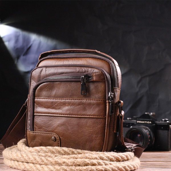 Удобная мужская сумка через плечо из натуральной кожи Vintage 21480 Светло-коричневый b21480 фото