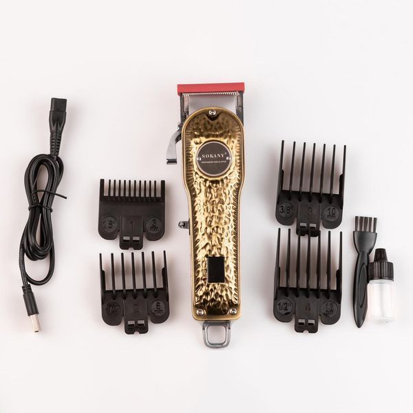 Машинка для стрижки Sokany SK-LF-9976 аккумуляторная с 4 насадками и USB Золотистый LU-SKLF9976GL фото