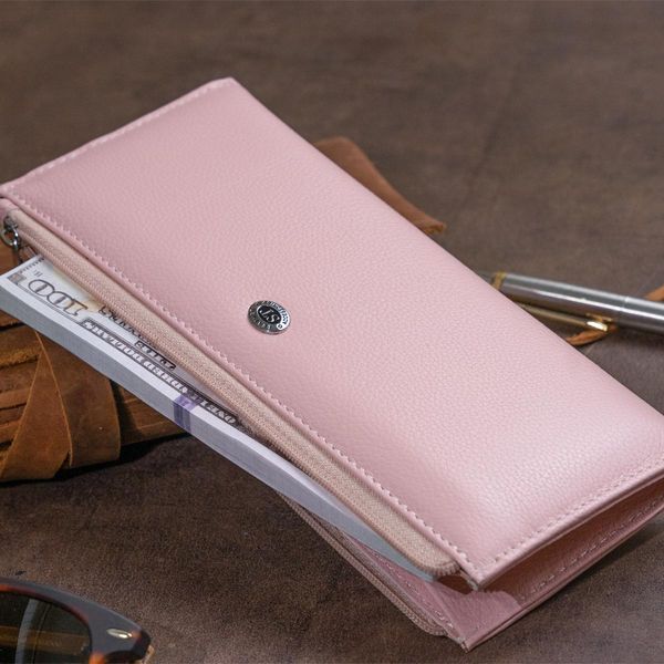 Горизонтальний тонкий гаманець зі шкіри жіночий ST Leather 19325 Рожевий b19325 фото