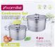 Набір 2 каструлі Kamille Casserote 1.5 л і 2.4 л з нержавіючої сталі зі скляними кришками KM-5860 фото 8