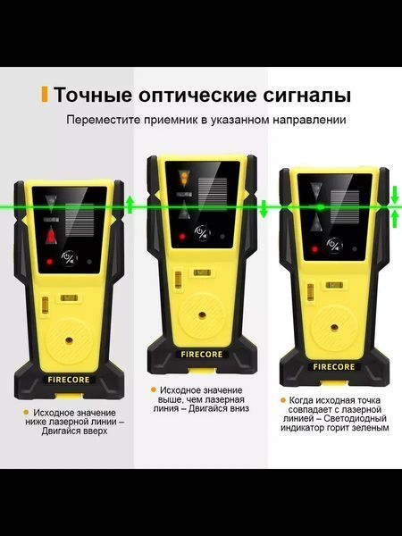 Лазерный уровень нивелир Firecore F95T-XG 4000мА 3D (12 линий) 360 с лазерным приёмником L719098 фото
