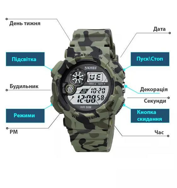 Чоловічий наручний годинник Skmei 1718 (Камуфляж) L9007622 фото
