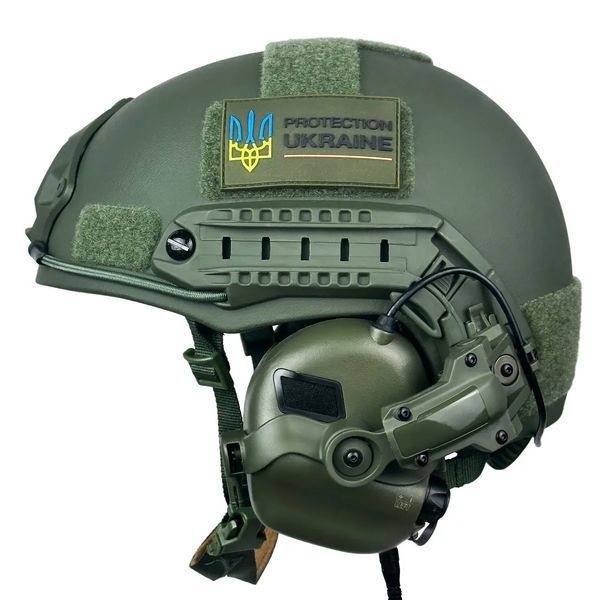 Тактический комплект шлем Fast + наушники Earmor М31 + крепление Чебурашка (Оливковый) L L9003491 фото