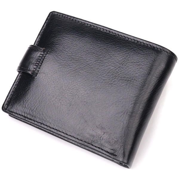 Чоловічий гаманець з натуральної гладкої шкіри у два додавання ST Leather 19409 Чорний b19409 фото
