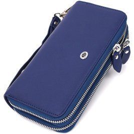 Женский кошелек-клатч с двумя отделениями на молниях ST Leather 19431 Синий b19431 фото
