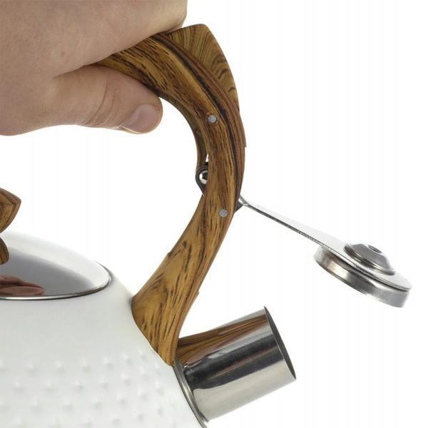Чайник Kamille Whistling Kettle White 2.7л з нержавіючої сталі зі свистком KM-1098-WH фото