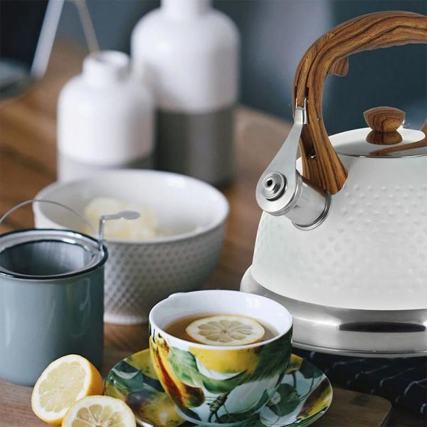 Чайник Kamille Whistling Kettle White 2.7л з нержавіючої сталі зі свистком KM-1098-WH фото