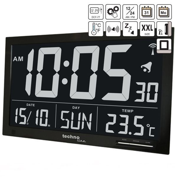 Годинник настінний прямокутний Technoline WS8007 Black DDAS301207 фото