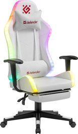 Геймерское кресло Defender Watcher полиуритановое с RGB подсветкой и подножкой (Белое) L7032361 фото