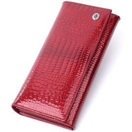 Лакированный женский кошелек с фактурой под рептилию из натуральной кожи ST Leather 22717 Красный b22717 фото