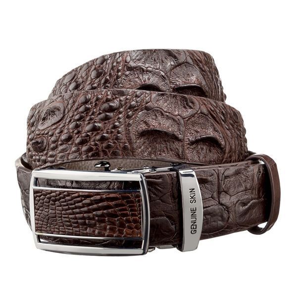 Ремень-автомат CROCODILE LEATHER 18240 из натуральной кожи крокодила Коричневый b18240 фото